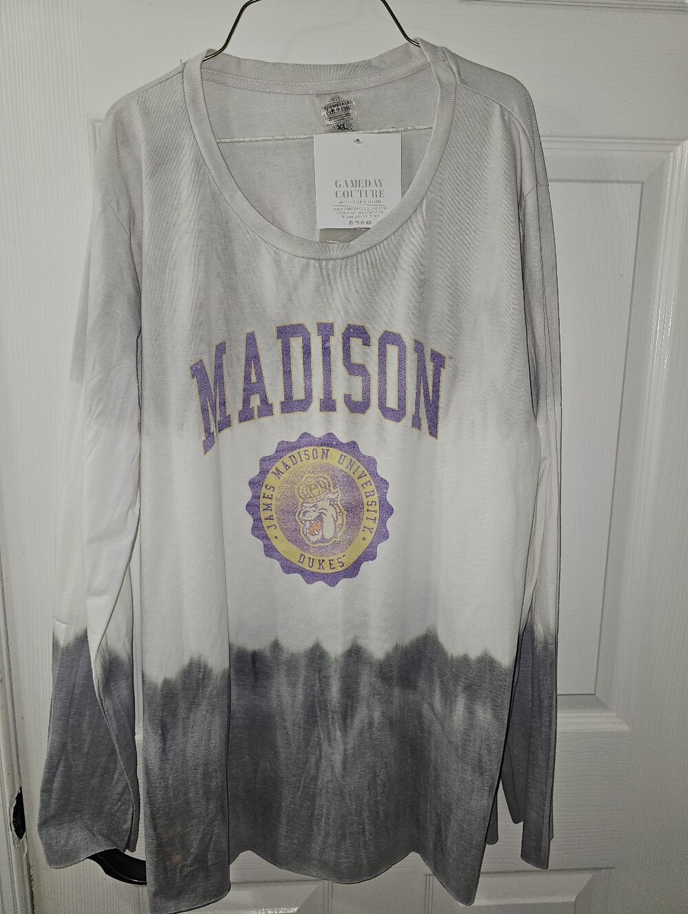 NWT James Madison Dip Dye Long Sleeve Gameday Couture Shirt